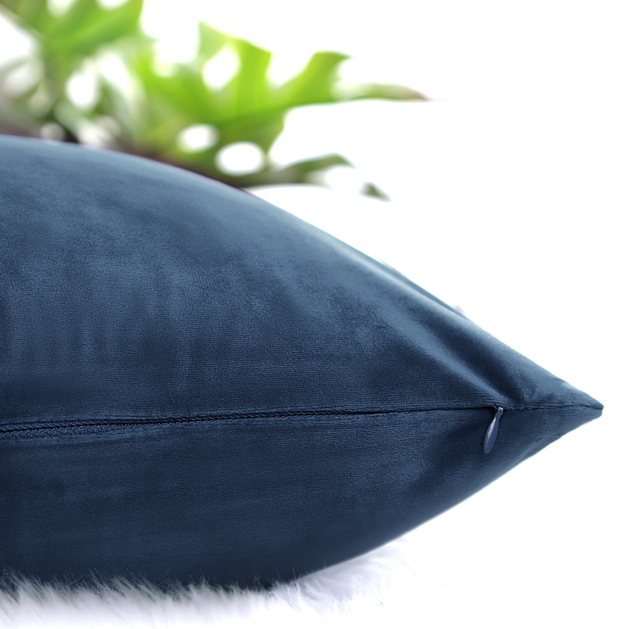 Unique Bargains Velvet Decorative softCushion Throw Pillow Cover 18" x 18" Navy Blue