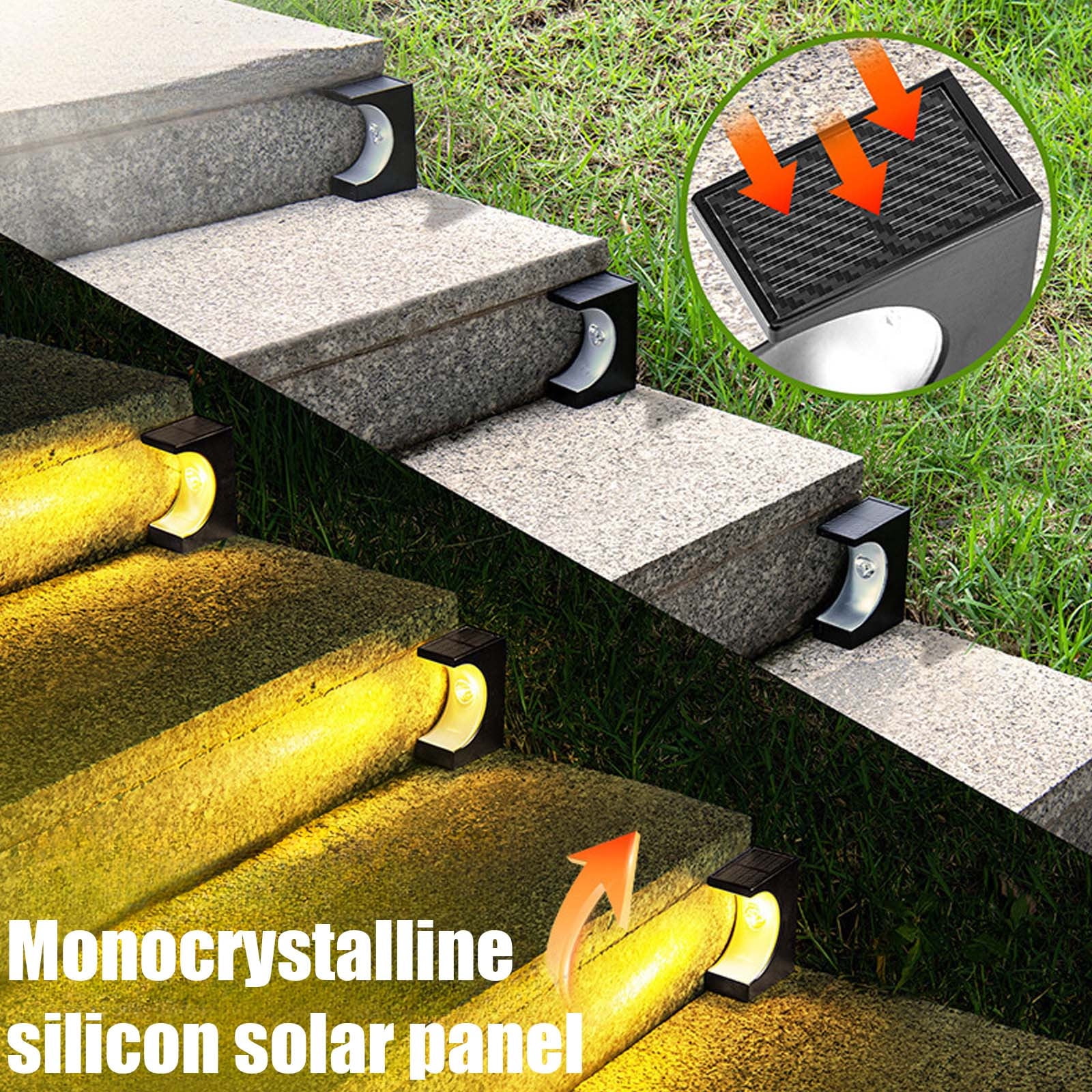 DAMAI Solar Step Lights, IP65 Waterproof LED Stair Lights, Outdoor Solar Powered Step Lighting for Patio Decor, Deck, Porch, Front Door, Walkway