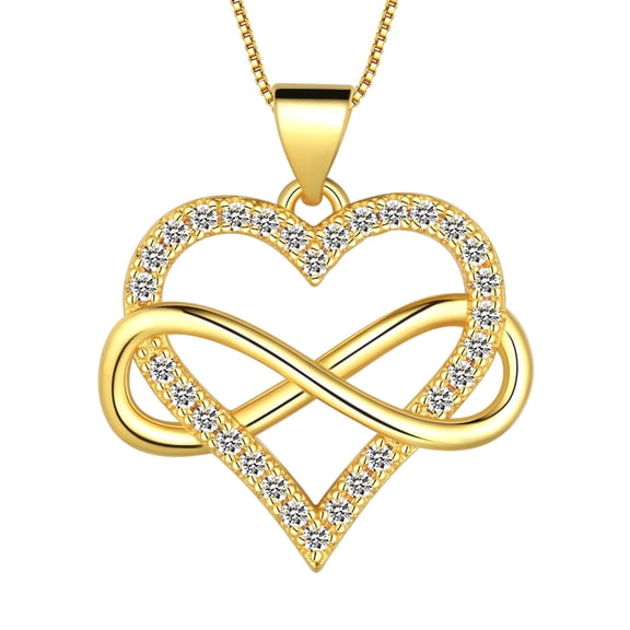 Jewmon Infinity Love Heart Necklace for Women 18K Gold Plated Adjustable Chain Necklace Graduation Birthday Christmas Jewelry Gifts Ideas for Her Mom Wife Girlfriend