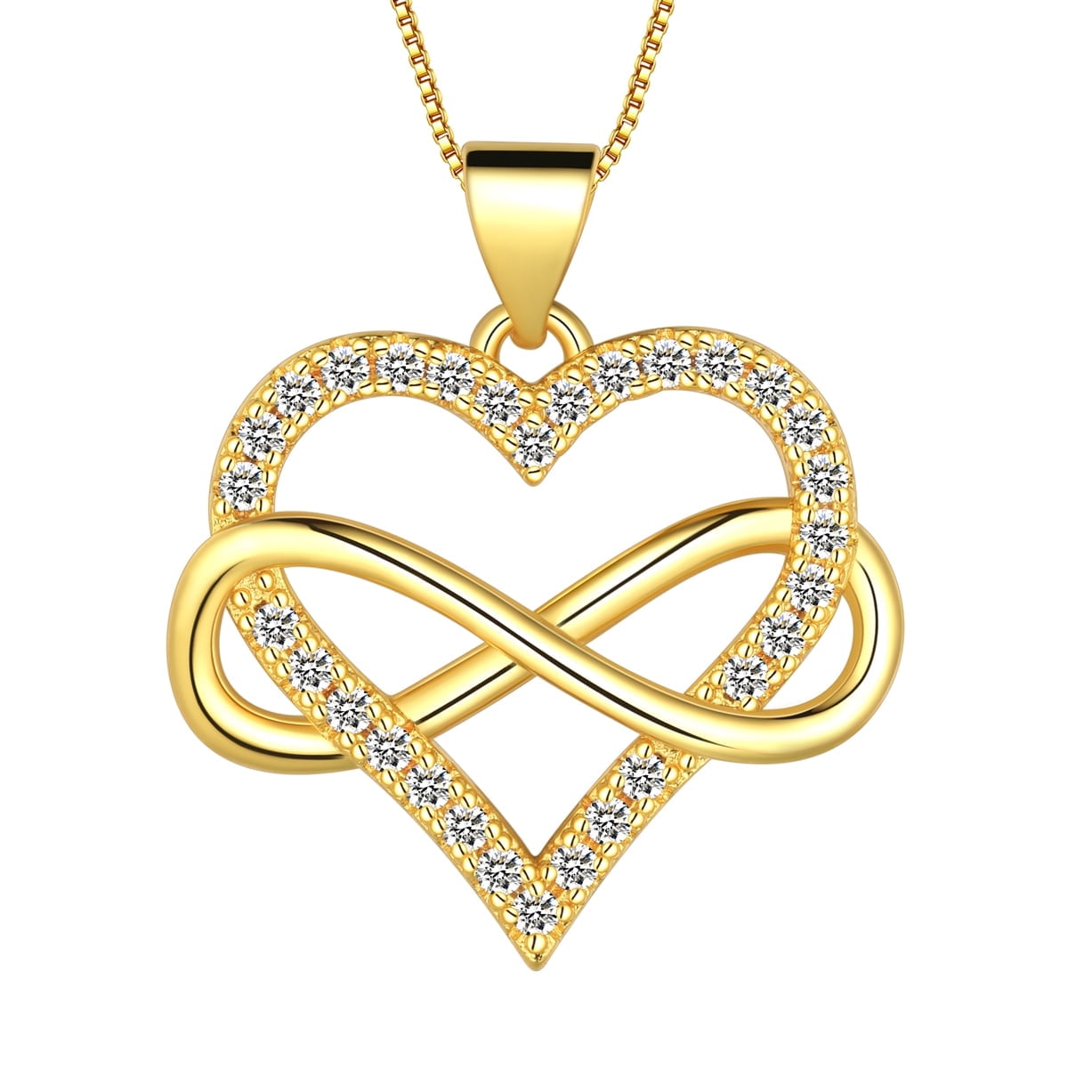 Jewmon Infinity Love Heart Necklace for Women 18K Gold Plated Adjustable Chain Necklace Graduation Birthday Christmas Jewelry Gifts Ideas for Her Mom Wife Girlfriend