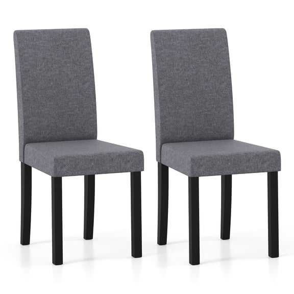Giantex Dining Chairs Set of 2, Fabric Upholstered Armless Kitchen Side Chairs, Mid-century Modern Accent Parson Chairs, Dark Gray
