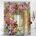 thumbnail image 5 of Floral Shower Curtains, Rose Peony Red Yellow Purple Colorful Watercolor Flower Oil Painting Bathroom Curtain for Bathtub Home Decor Waterproof Fabric Machine Washable with Hooks, 5 of 6