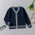 thumbnail image 2 of HCNTES Toddler Girls Sweaters, Solid Color Button Down Cotton Fall Winter Long Sleeve Cardigan for Child Girls(7-9 Years,Style2-Navy), 2 of 5