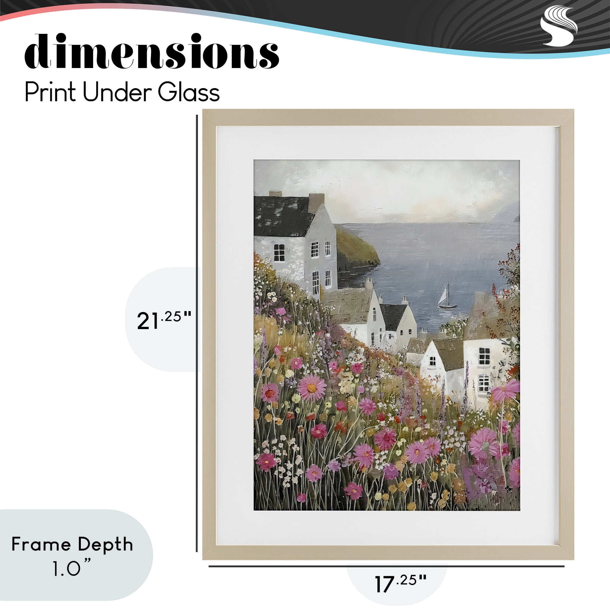 Stupell Industries Picturesque Village over Sea Birch Framed Print Under Glass, design by Riley B