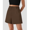 thumbnail image 3 of Shorts PRETTYGARDEN Verano 2025 Tiro Alto Pierna Ancha Marrón XL, 3 of 6