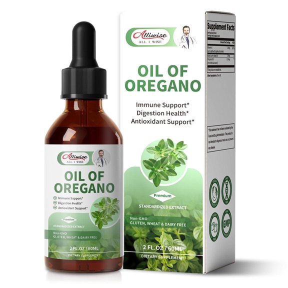 Oregano Oil Liquid Drops - Organic Oil of Oregano Drops Liquid Tincture Extract - Herbal Supplement for Immune Support, Digestive Gut Health - Pure Vegan Non-GMO, 2 fl oz