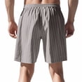 thumbnail image 5 of Men's Striped Linen Shorts Casual Elastic Waist Drawstring Pants Summer Lightweight Beach Shorts with Pockets, XL, 5 of 9