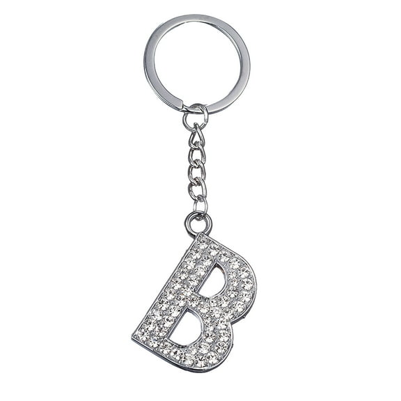 BAYAIXZ Creative English Alphabet Keychain Decorative Pendant Alloy Diamond Keychain (B,One Size)