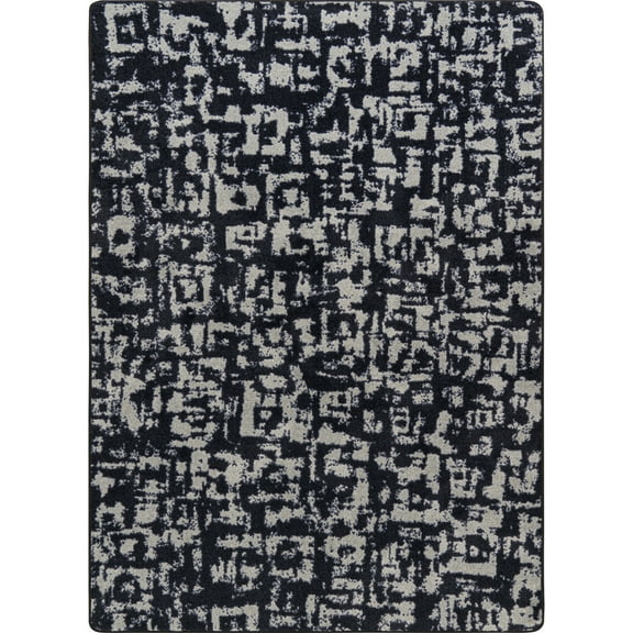 Joy Carpets Block Print 7'8" x 10'9" Area Rug in color Onyx