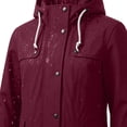 thumbnail image 4 of Staron Women's Hooded Jacket Waterproof Long Sleeve Lightweight Rain Jacket Hooded Windbreaker with Pockets for Outdoor Wine XXL, 4 of 5