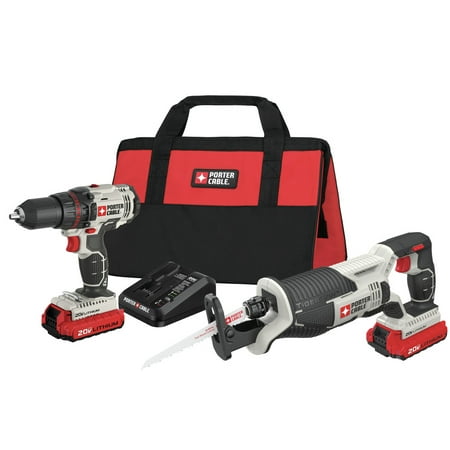 

Porter Cable Power Tools 20V Max Drill and Reciprocating Saw Combo Kit - Drill/driver delivers 0-350/0-1 500 RPMs - Reciprocating saw delivering 1 stroke length and 0-3 000 SPMs 1 kit sold by kit