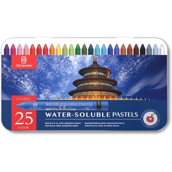 25 Colors Water-Soluble Pastel Crayons Set, Multi-Technique Art Kit with Brush & Palette, Versatile for Watercolor, Oil Pastel & Ink Effects, Easy Blending for Beginners, Sketching & Creative Drawing