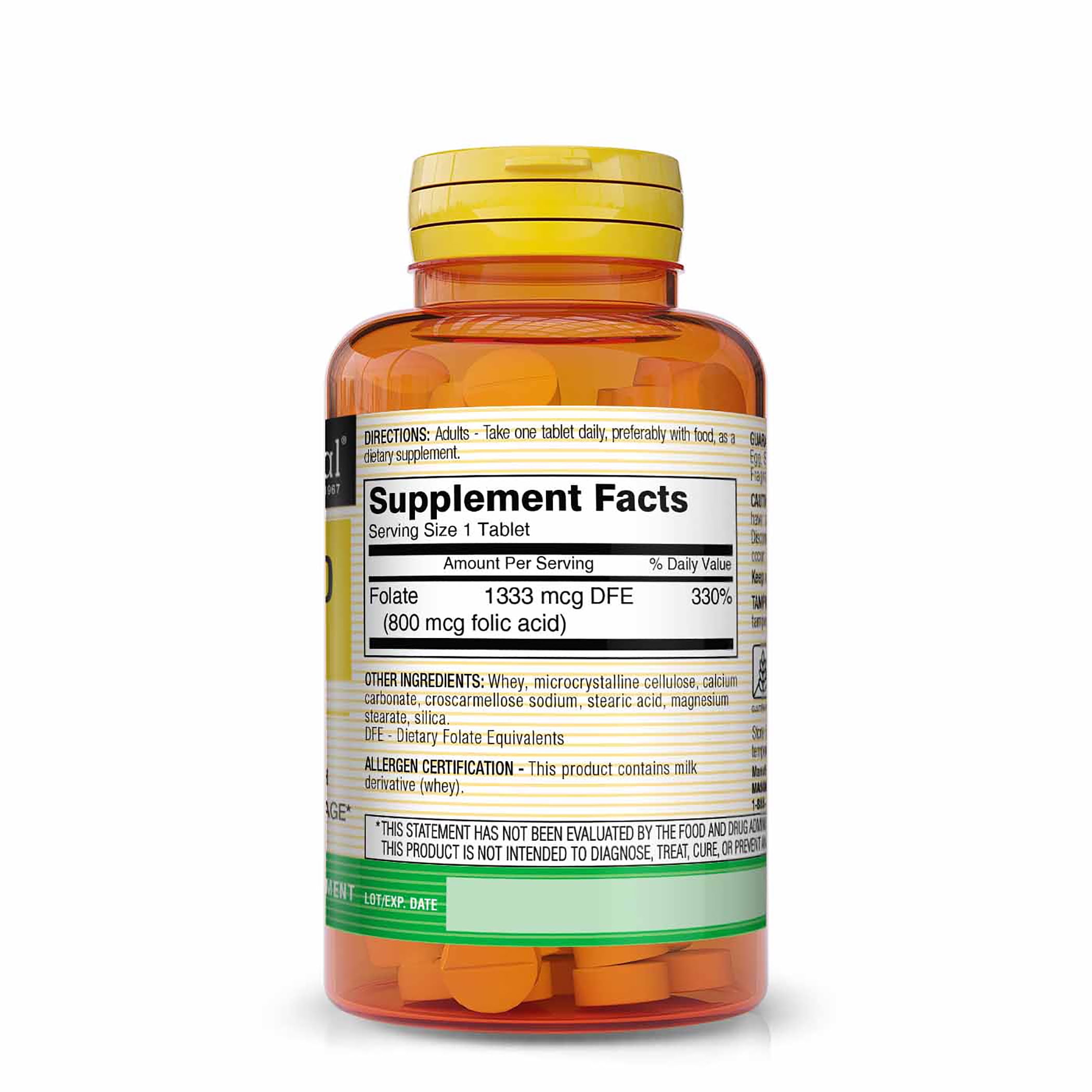 (5 pack) Mason Natural Folic Acid 800 mcg - Helps Nervous System Function, Daily Supplement for Health, Mood and Prenatal Care, For Women of Childbearing Age,100 Tablets