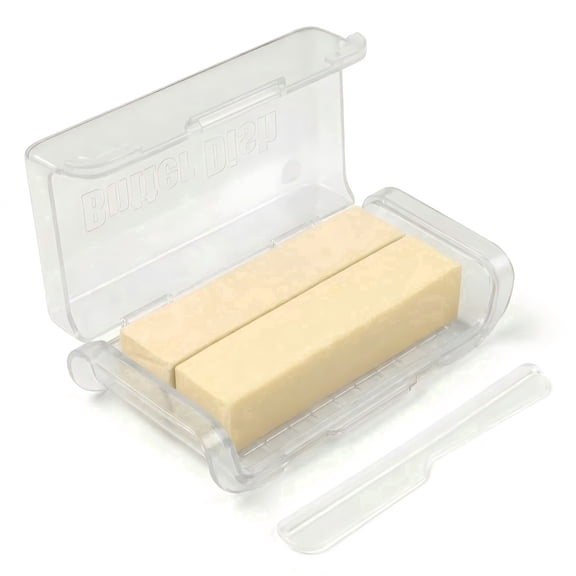 Clear Butter Dish with Lid & Applicator Tool, Fits 2 U.S. Sticks or 1 European-Style Stick, Dishwasher Safe, for Refrigerator or Countertop