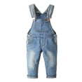 thumbnail image 1 of Overoles de Mezclilla Para Niñas, Cintura Elástica Interior, Lavado, Elástico,KIDSCOOL SPACE, Azul Claro, 12-18 meses, 1 of 6