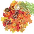 thumbnail image 3 of 50Pcs Thanksgiving Artificial Pumpkins Home Harvest Decoration Set, Fake Pumpkins Gourds Maple Leaves Pine Cones Acorns, 3 of 5