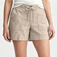 thumbnail image 2 of Women's Solid Lightweight Drawstring Casual High Waist Hiking Shorts Summer Workout Shorts With Pockets, Polyester | UKHCCC,Khaki M, 2 of 9