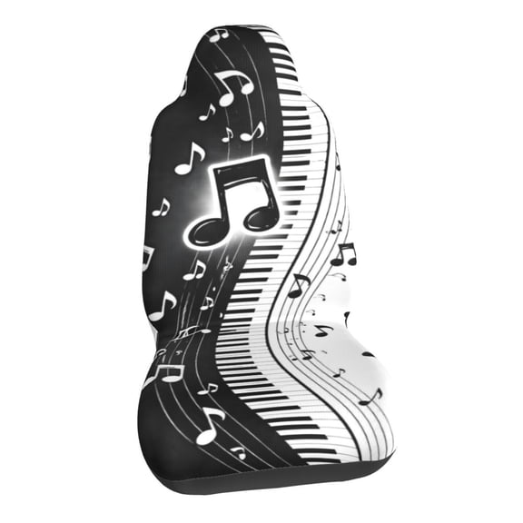 Black White Music Art Car Seat Covers Stretch Car Seat Protectors Universal Fit