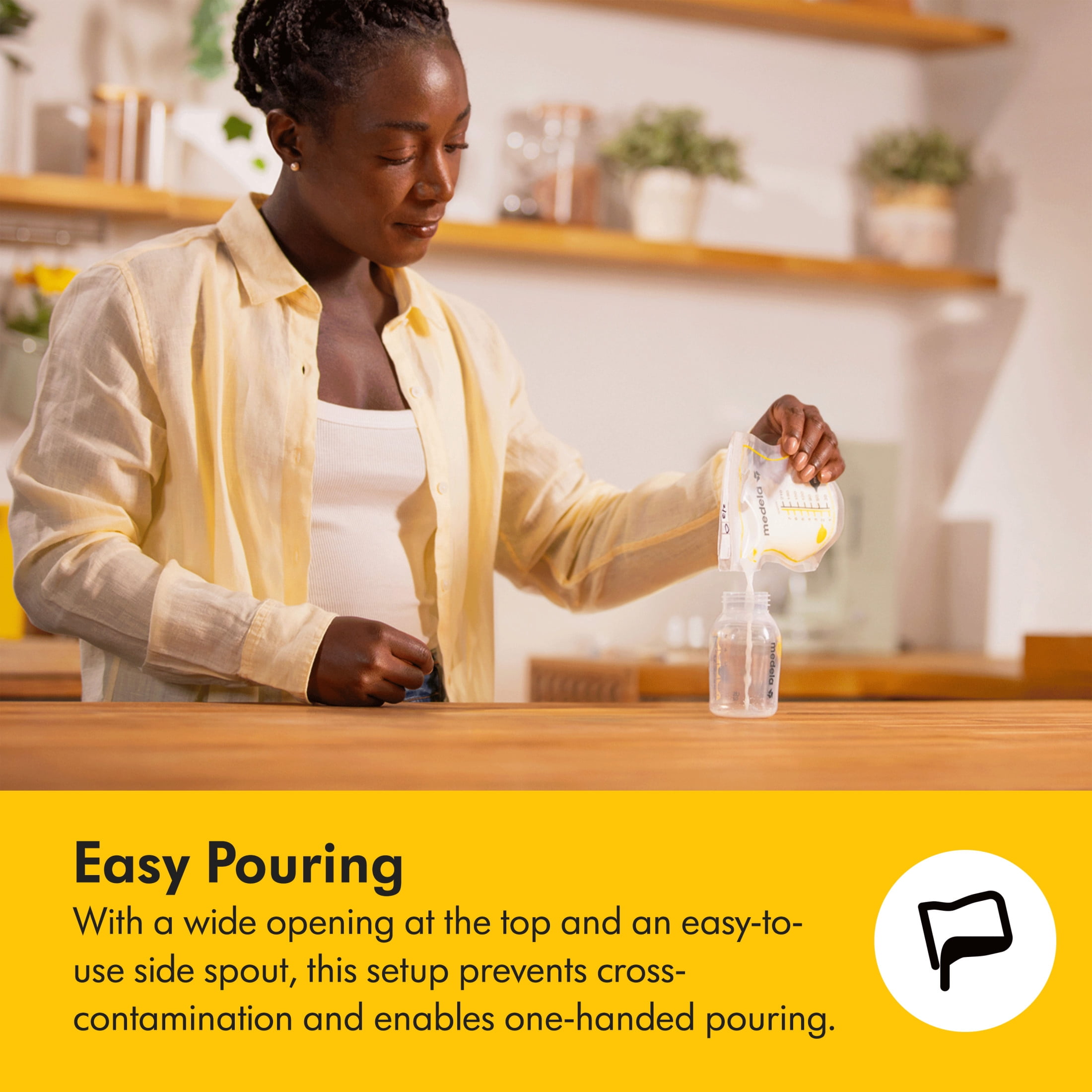 Medela Easy Pour Disposable Breast Milk Storage Bags, 7oz/210ml, 200ct