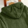 thumbnail image 7 of Women's Trendy Fleece Hoodies Loose Casual Warm Long Sleeve Solid Color Fluffy Pullover Coats with Pockets (L, Army Green), 7 of 7