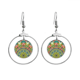 thumbnail image 1 of La impresion repeticion tela verde colorido arte Los pendientes cuelgan del aro de la joyería del círculo de la gota Unbranded M, 1 of 3
