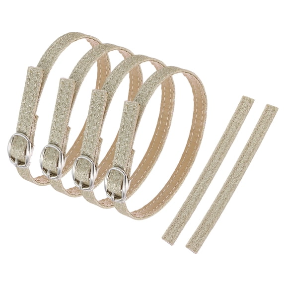 2 Pair Replacement Ankle Strap for Heels Detachable High Heels Shoe Straps Adjustable PU Leather Shoe Bands for Loose Shoe Slippers Sandals Anti-Loose, Light Gold