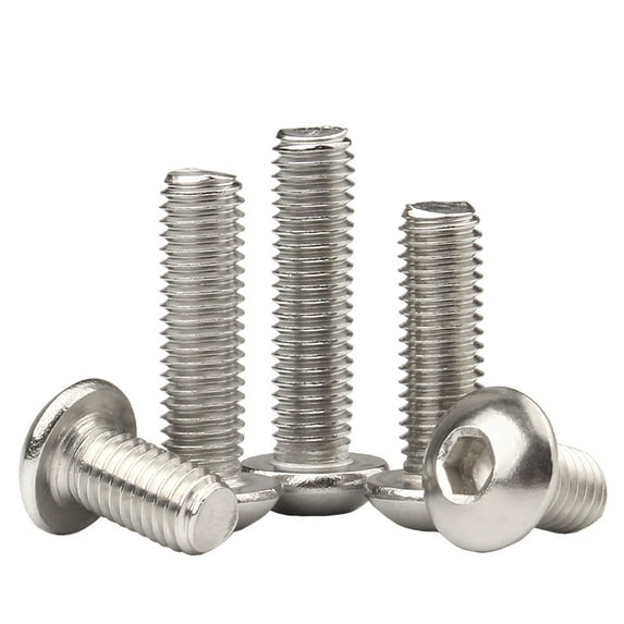 SENRISE 2/5 Pcs Stainless Steel Button Head Socket Cap Screws Fully Threaded Machine Screws 6mm-80mm M3-M10 Silver Multiple Choices