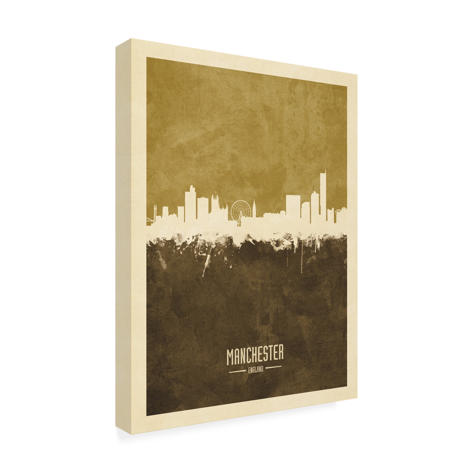 Trademark Fine Art 'Manchester England Skyline Brown' Canvas Art by Michael Tompsett