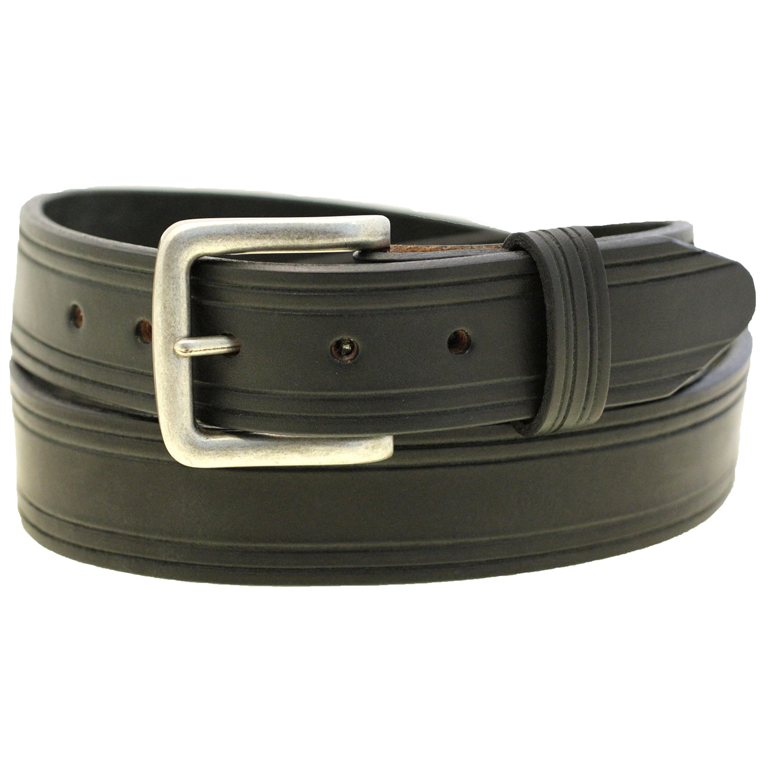 Men 1 1/2 Black Bridle Leather Belt Double Saddle Groove Made In