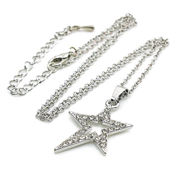 B Collar de estrella de cinco puntas Collar con incrustaciones de diamantes de temperamento simple para estudiantes