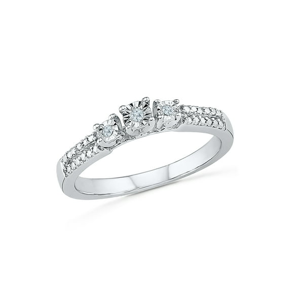 Sterling Silver Round White Diamond Fashion Ring (0.03 CTTW)