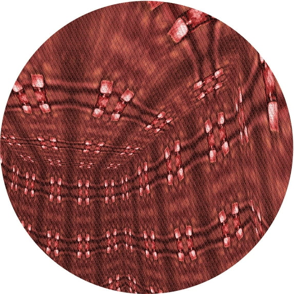 Ahgly Company Machine Washable Indoor Round Transitional Grapefruit Red Area Rugs, 8' Round