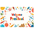 thumbnail image 3 of Colorful Welcome to Preschool Banner with School Supplies Elements Background Decorations Backdrop for Preschool Open House Events Classroom Decor Party Supplies Photography Props, 3 of 4