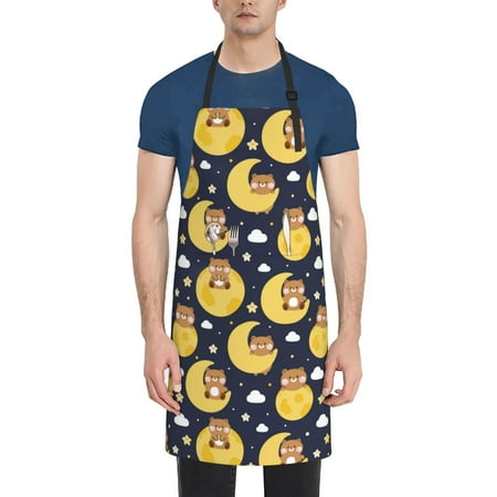 

Picia Moon Bear Waterproof Apron for Unisex Adult - Adjustable Bib Apron with Pockets Ideal for Cooking Gardening Painting and Household Chores