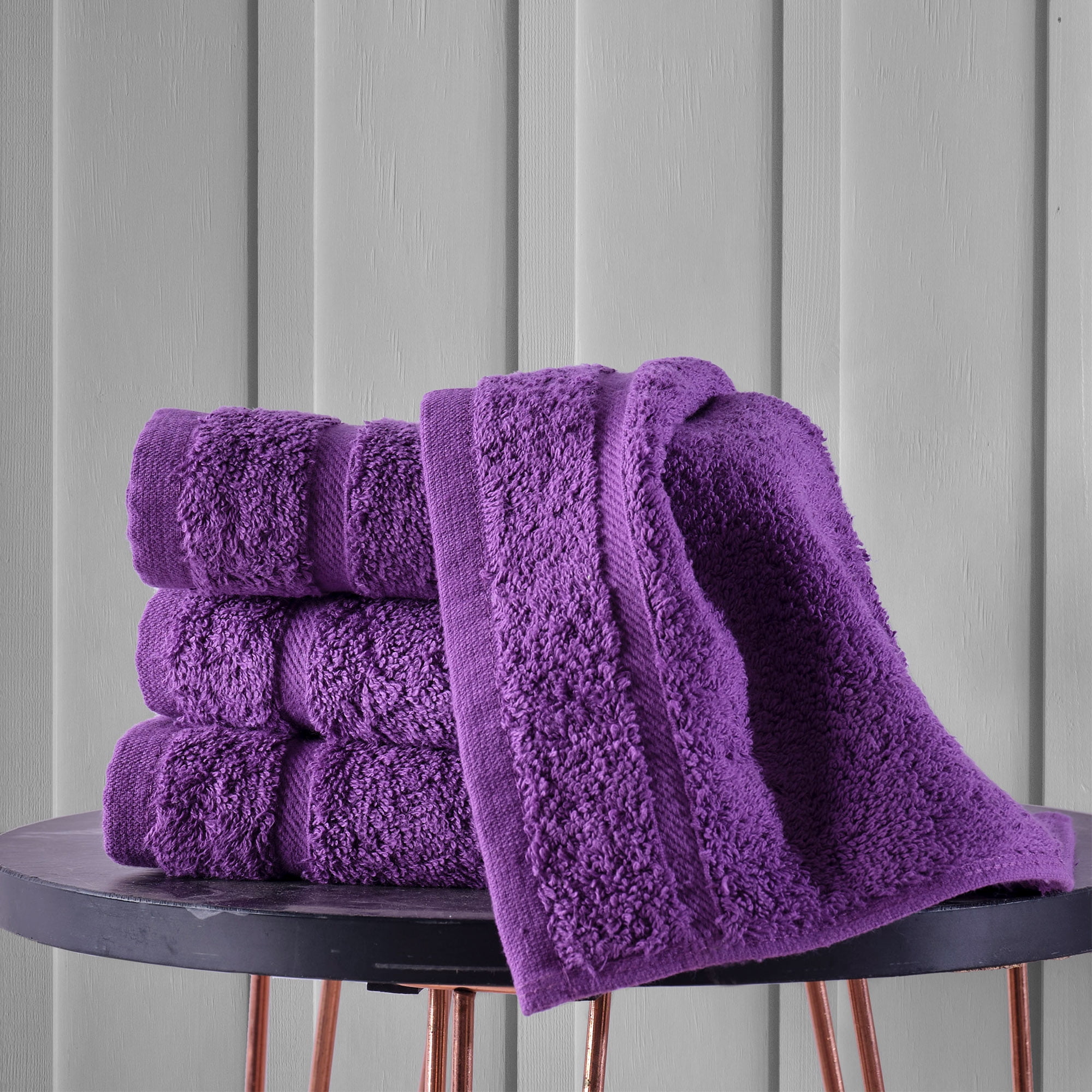 Soft Towels Extra Large Hand Washing Body Towels Whole Pure Cotton - Luxurious Rayon Trim, Size: 34, Purple