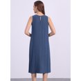 thumbnail image 5 of DARING DIVA Linen Sleeveless Dress Small Navy, 5 of 7