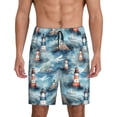 thumbnail image 1 of Balery Sea Marine And Lighthouse Pantalones cortos de pijama de punto de algodón para hombre con cinturilla y bolsillos-Small, 1 of 6