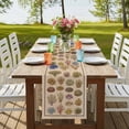 thumbnail image 4 of Ocean Plants Table Runner, Colorful Coastal Marine Coral Vintage Beige Cotton Linen Table Runners 120 Inches Long, Dresser Scarf Runner for Dining/Living Room/Kitchen/Square Tables 13''x120'', 4 of 9