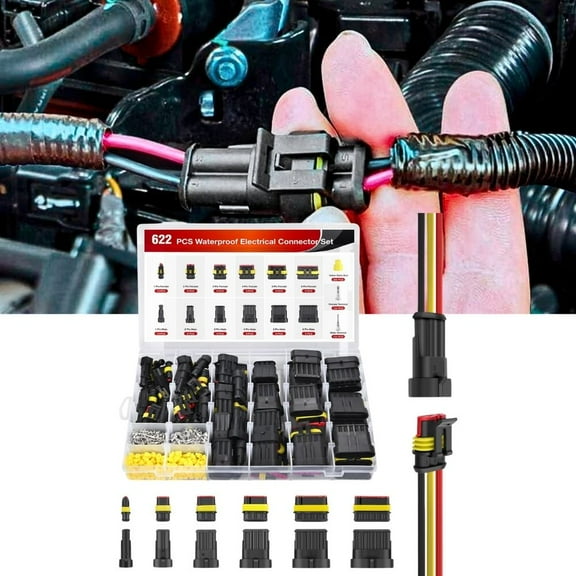 622Pcs 1-6 Pin Electrical Connector ‎Plug Male Female Terminal Wire Connector Waterproof Quick Connect Set for Car Truck Motorcycle Boat 43 Sets