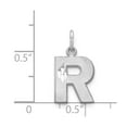 thumbnail image 3 of Diamond2Deal 14K White Gold Satin Diamond-Cut R Initial Charm for Women, 3 of 5