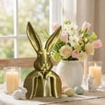 thumbnail image 4 of Spring Bunny Easter Decoration,9.84 Inch Vintage Gold Plastic Bunny Statue,Easter Bunny Figurines Easter Table Centerpiece Decorative,Bunny Sculpture Gift for Farmhouse Home Indoor Decor,Gold, 4 of 6