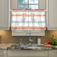 thumbnail image 2 of Yayeee Kitchen Curtains Tier Pair Light Filtering 27"x24" Rod Pocket Short Cafe Window Panel, Orange Nautical Pattern, 2 of 7