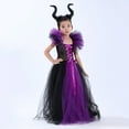 thumbnail image 4 of KAWELL Halloween Maleficent witch dress with headband set vampire witch costume 1-12 years old, 4 of 7