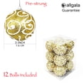thumbnail image 4 of Allgala 12 Pack 3 Inch Christmas Tree Ornament Balls-Glitter Decorated Foam Large Xmas Ball-Gold, 4 of 4
