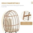 thumbnail image 5 of Wicker Rattan Egg Chair, Rest Chair with UV Resistant Cushions and Pillow, Lounging Chair for Indoor Outdoor Bedroom Patio Garden (Beige, 5 of 7