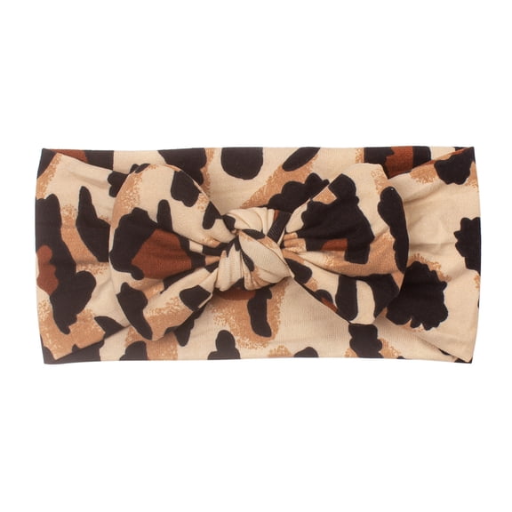 FASHOFT Newborn Infant Baby Girls Leopard Print Headbands Wide Band Seamless Bow Ins Style For Baby Daily Wear Baby Gear B One Size