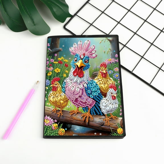 Diamond Painting Kit Notebook, Whimsical Chicken DIY Art Craft Kit, A5 Perfect Creative Gift, Diamond Decoration, Suitable for Painting, Writing, and Notebook Use
