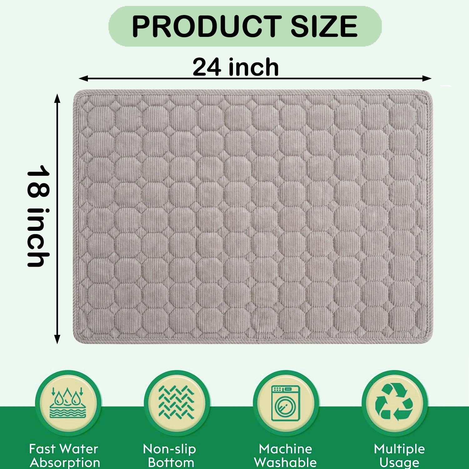 Dog Crate Mat,24 x 28 inch Dog Kennel Mat with Anti-Slip Bottom, Washable Soft Corduroy Dog Mat with Three-dimensional Texture and Durable Fine Hemming