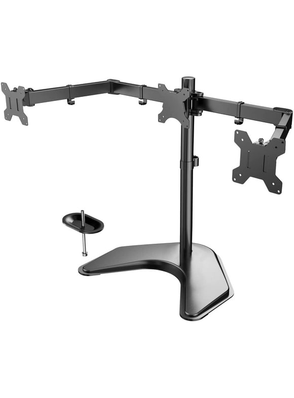 Triple Monitor Stand for 13-24" Monitors with Adjustable Arm, Holds up to 22 lbs per Arm
