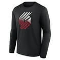thumbnail image 2 of Men's Black Portland Trail Blazers Gradient Logo Long Sleeve T-Shirt, 2 of 3